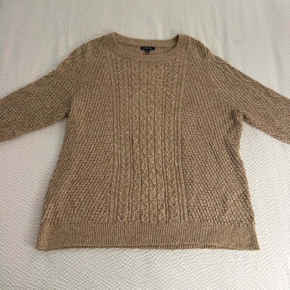 Lands' End Women's Tan Cable Knit Sweater Size 2X